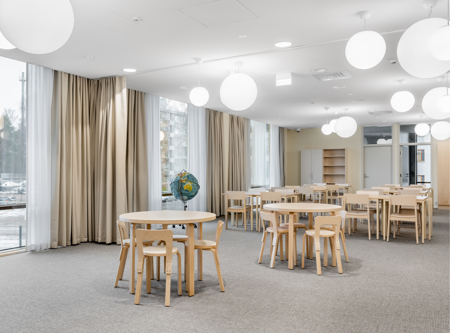 Classroom interior design from Hoplaxskolan in Munkkiniemi, Helsinki.